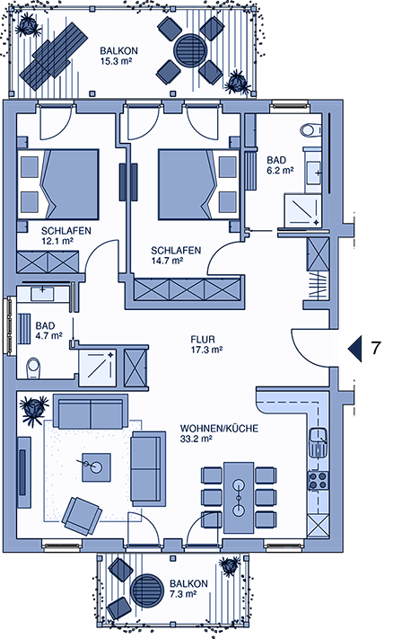 Grundriss der Ferienwohnung - Apartment 07
