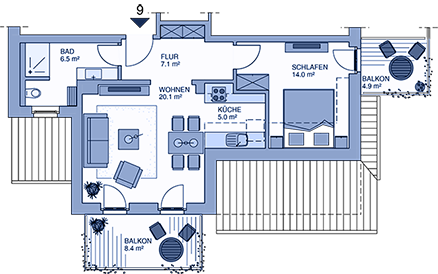 Grundriss der Ferienwohnung - Apartment 09